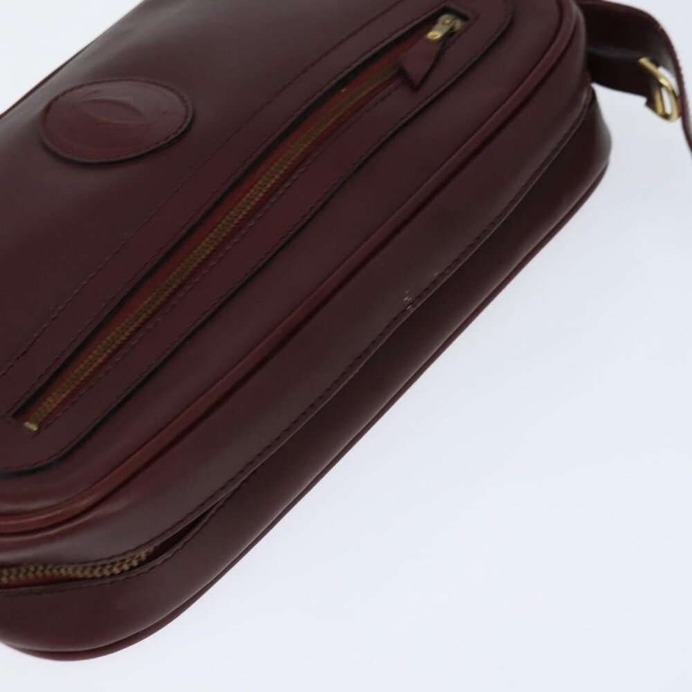 Authentic CARTIER Must Line Shoulder Bag Leather Bordeaux Gold - Picture 13 of 16